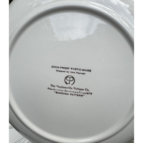 STEUBENVILLE POTTERY PARTIO-WARE DESIGNER: IRENE PASINKSI BANDANA PATTERN 8 PCS - Picture 6 of 12